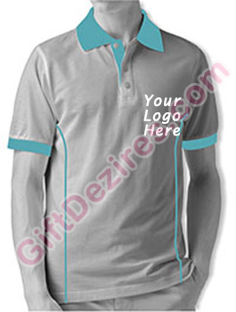 Designer White Heather and Aqua Blue Color T Shirt With Logo Printed